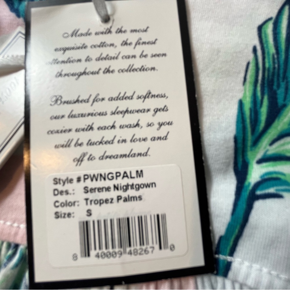 PETITE PLUME 100% Pima Cotton Jersey Knit St.Tropez Palms Serene Nightgown/Dress - Picture 16 of 16